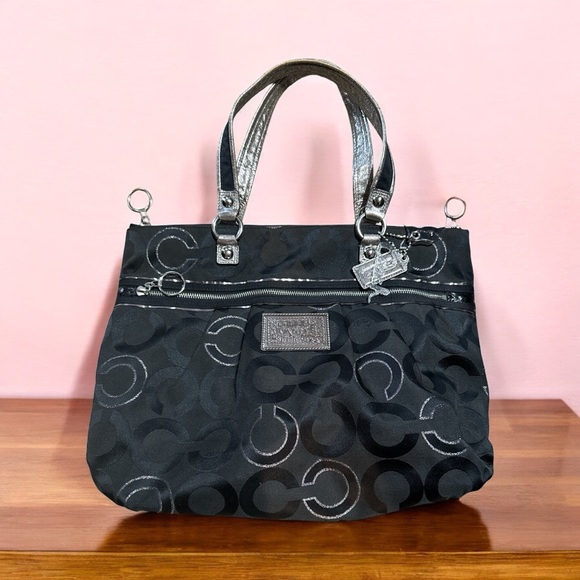 Extraordinary Coach Black And Silver Purse Photos